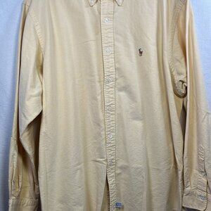 Ralph Lauren Shirt 17.5 35 Yarmouth Yellow Oxford Tan Pony Fathers Day Luxury